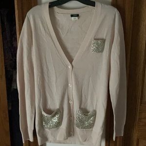 Light pink cardigan with sparkle pockets, Jcrew xs